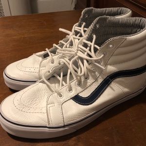 Worn once high top white leather vans (12)
